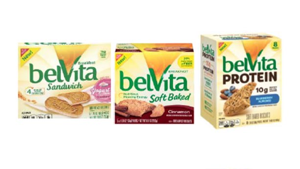 3 boxes of Belvita snacks - 1 belvita sandwich, 1 belvita soft baked, 1 belvita protein.